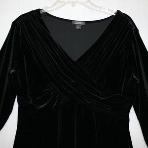 NWT Black Velour Cross-Front 3/4-sleeve Top